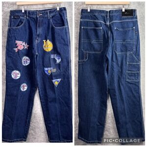 4Real Jeans Company Printed Basketball Cities and States Patches Cargo Jeans